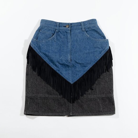 Moschino Jeans fringe two-toned denim skirt - Picture 1 of 5